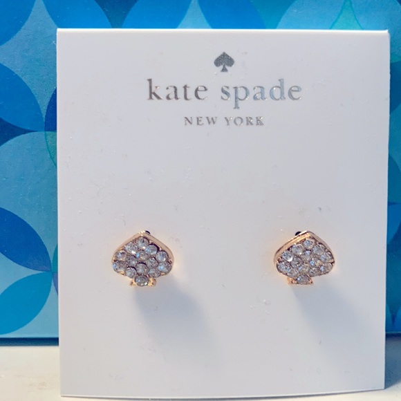 kate spade Jewelry - Kate Spade Signature Gold Crystal Spade Studs